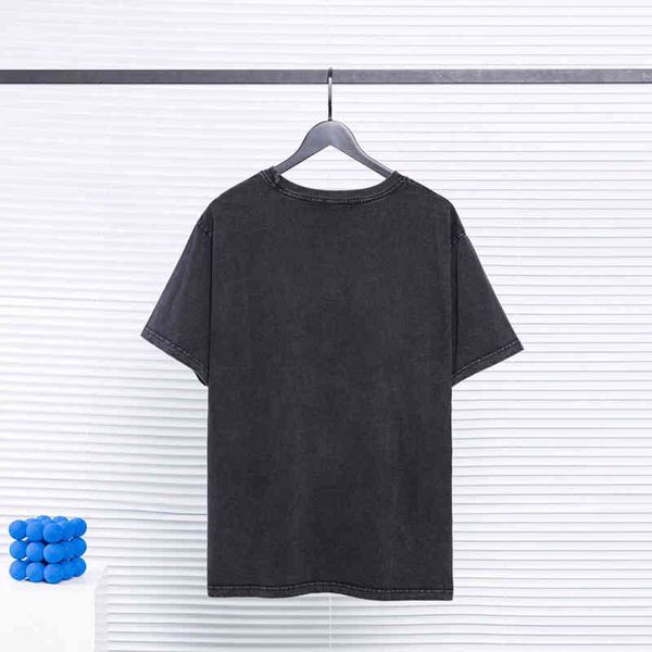 

2022 designer bal t shirt [original edition] lock print wash used grey short sleeve high street loose t-shirt 39j1, White;black
