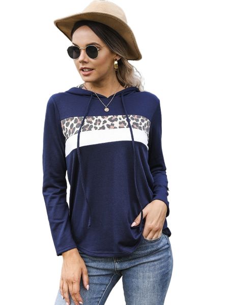 

dearcase leopard detail drawstring hoodie q9kq#, Black