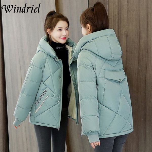 

autumn winter jacket women hooded warm parka casual letter thick warm winter coat female students wadded jacket windriel 201214, Black
