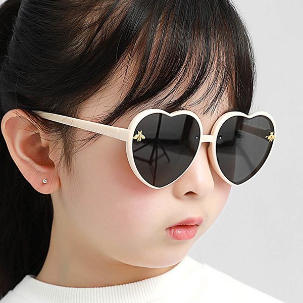 

fashion brand heart kids sunglasses children cute pink cartoon bee sun glasses girls boys baby gradient eyewear 220705, Blue