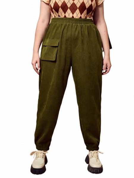 

plus flap pocket pants 23h3#, Black