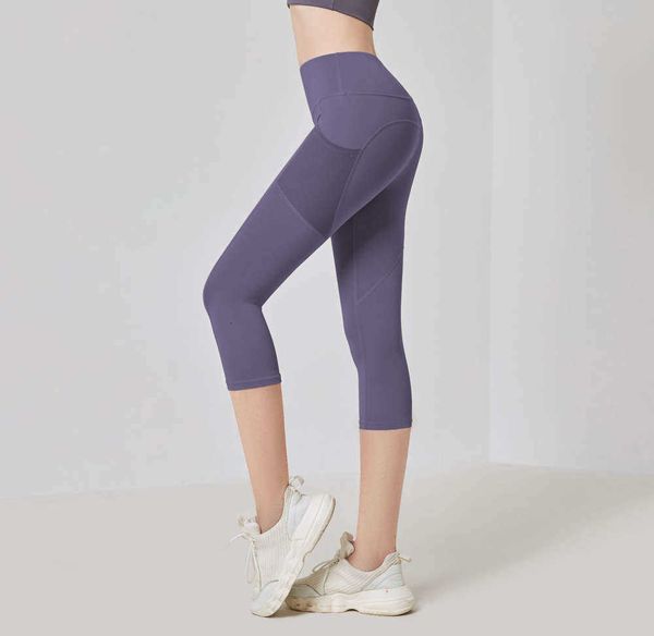 

yoga pants for women side pocket capris high waist hip lifting sports tights fitness so0h, White;red