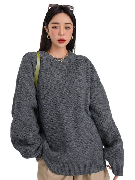 

dazy round neck drop shoulder sweater j8ew#, White;black