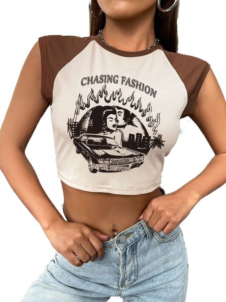 

car & letter graphic raglan sleeve tee u6y9#, White