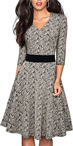 

& tees women's fashion v-neck lace spliced trumpet party dress, White