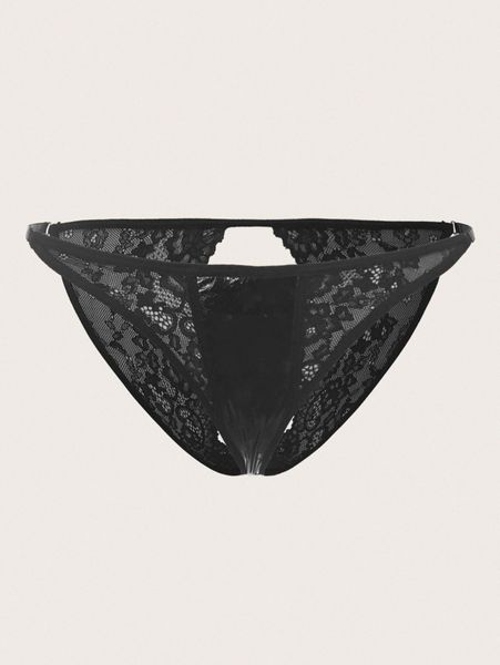 

plus lace crotchless panty i4fu#, Black;white