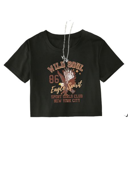 

eagle & letter graphic tee r4a9#, White