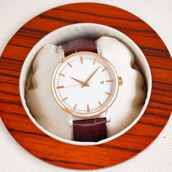 

men watches automatic mechanical movement watches 42mm round bezel fashion business leather wristwatches montre de luxe, Slivery;brown