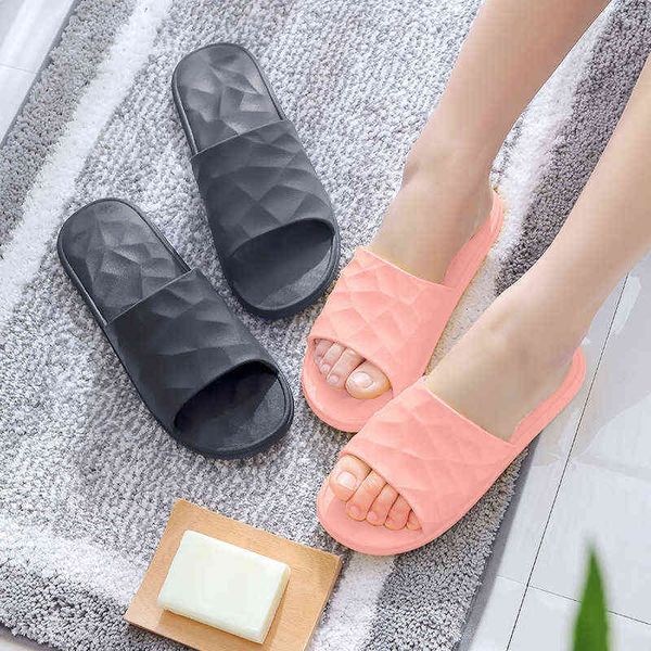 

new candy color water cube couple slippers summer bathroom sandals and slippers soft bottom home women's sandals and slippers y220412, Black