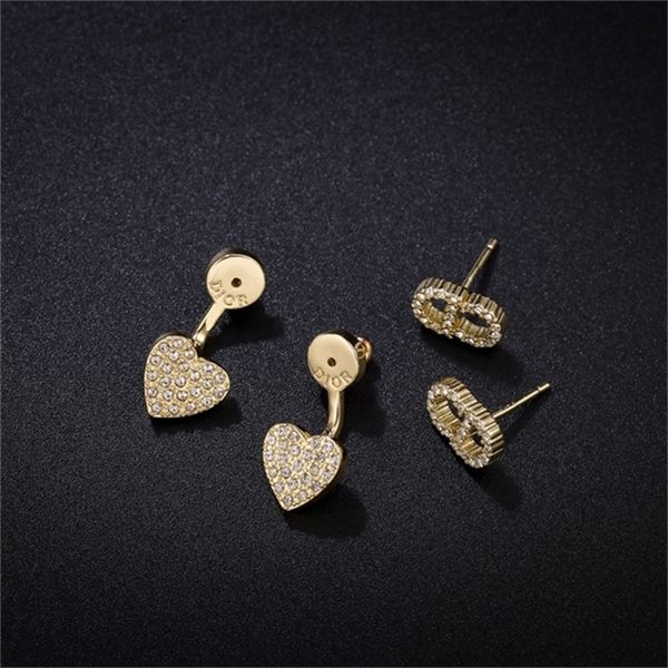 

2022 20% off designer jewelry d family love full diamond earrings, Golden