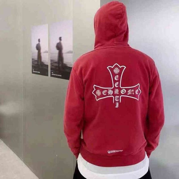 

mens luxury brand sweatshirts fashion zipper ch designer classic hoodies horseshoe sanskrit cross print pullover hooded sweater coat womens, Black