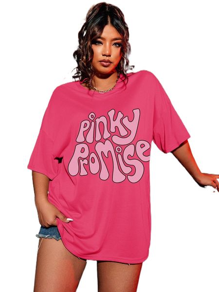 

plus letter graphic drop shoulder oversized tee d4s3#, Black