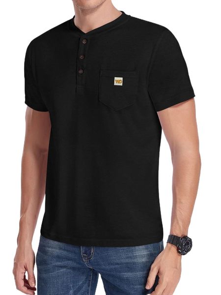 

men letter patch detail quarter button tee k6my#, White;black