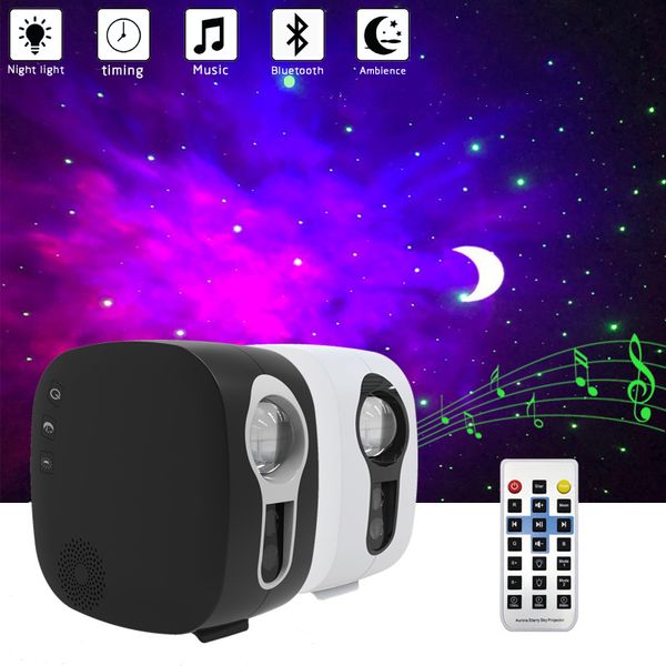 Bluetooth Starry Sky Projector Led Night Light Projector Galax Nebula Ocean Music Speaker Star Star Projecter Moon Night Lamp 201028