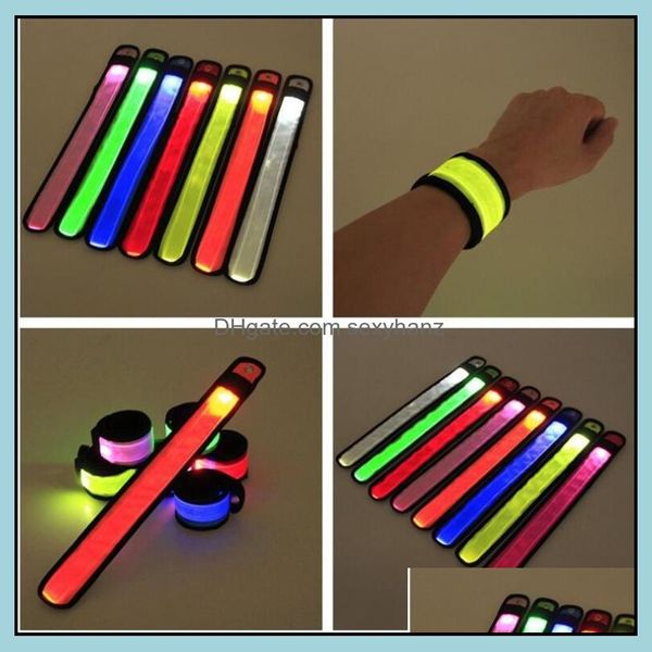 Slap Snap Bracciali Gioielli Nylon Led Sport Cinturino da polso Fasce Cinturino da polso Luce notturna per esterni Braccialetto flash Bagliore luminoso Party Concert Ar