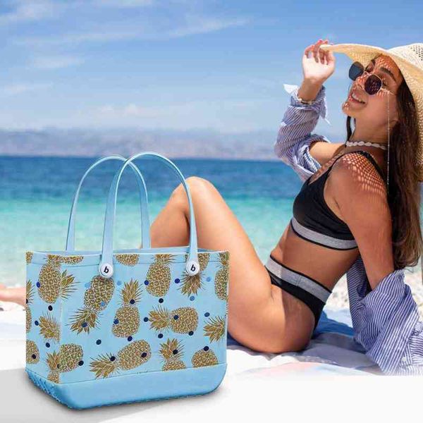 

5 style beach bag tote bag for men women beach tote travel bags washable open tote bag hollow handbag for beach silicone basket 220608