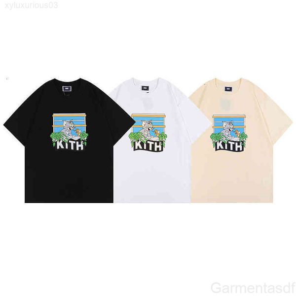 

t-shirts kith men's kitt x tom jerry cat and mouse cartoon young women's round neck american street loose summer t-shirt wo27 a03, White;black