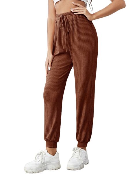 

solid drawstring waist sweatpants h4up#, Black;white