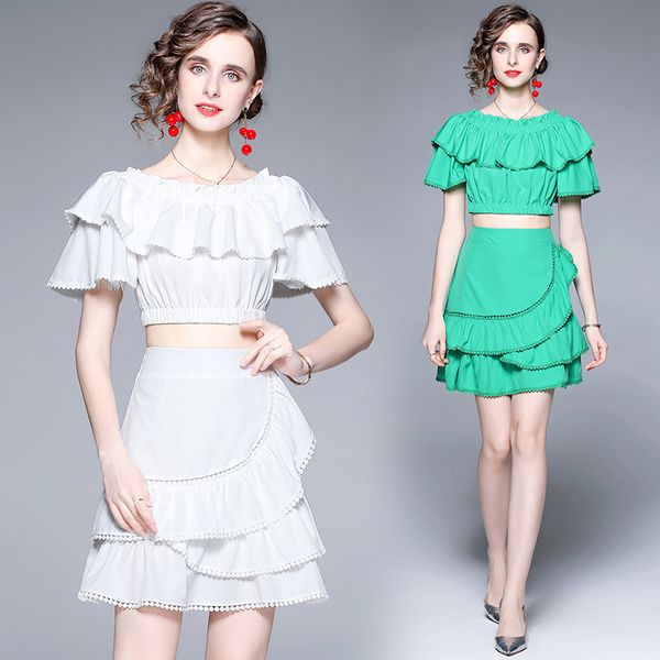 Trend Girl Two Piece Set Tops+Юбка с коротким рукавом женские комплекты 2022 Летние бутик -бутики модные костюмы