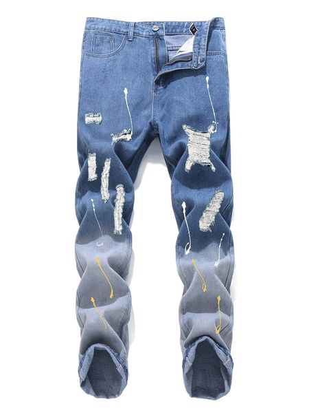 

romwe guys ripped jeans i78b#, Blue