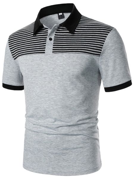 

men striped print polo shirt l4hn#, White;black