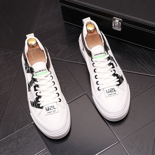 

round toe wedding dress party shoes fashion designer white light sports casual men's sneakers breathable black lace-up driving walking