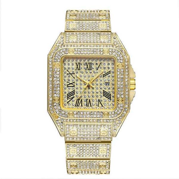 

watch men fashion shinning diamond watch luminous watches stainless steel quartz movement party sport all the diamonds, Slivery;brown