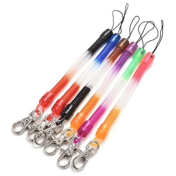 Portachiavi 6pcs moschettone gancio colorato primavera elastico bobina portachiavi portachiavi cinturino corda corda per uomo donna portachiavi regali