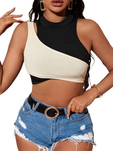 

two tone crop tank s6iw#, White
