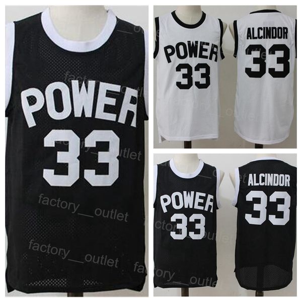 Средняя школа St Joseph CT Power Basketball 33 Lewis Alcindor Jr Jersee Team Color Black White Pult Cotton For Fan Fan