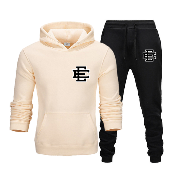 

men's tracksuits fashion couple sportwear set eric emanuel ee printed lover hooded suits hoodie and pants 2pcs streetwear men women clo, Black