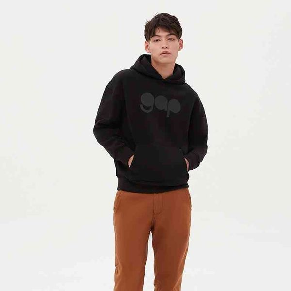 

brand hoodie gap men's and women's carbon soft abrasive fleece sports sweater spring 655202 new couple's wear z6en, Black