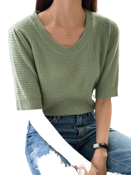 

dazy round neck waffle knit 71xv#, White;black