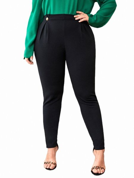 

plus high waist plicated pants i1qm#, Black