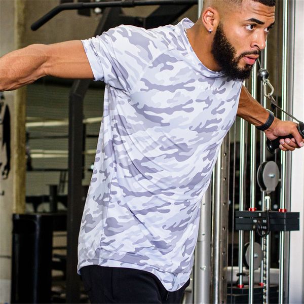 

men mesh t shirt camouflage gym bodybuilding fitness loose sportswear streetwear fashion short sleeve clothing 220707, White;black