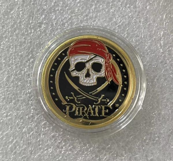 5pcs/lote Gifts 2021 Skull Pirate Ship Gold Treasure Leão do mar correndo Wild Collectible Vaule Coin.cx