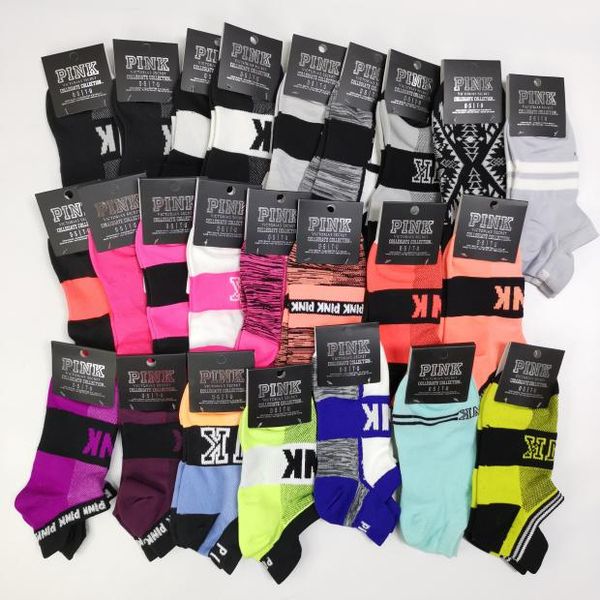 

with tags pink black socks cotton short ankle socks sports basketball soccer teenagers cheerleader new sytle girls women sock 0615
