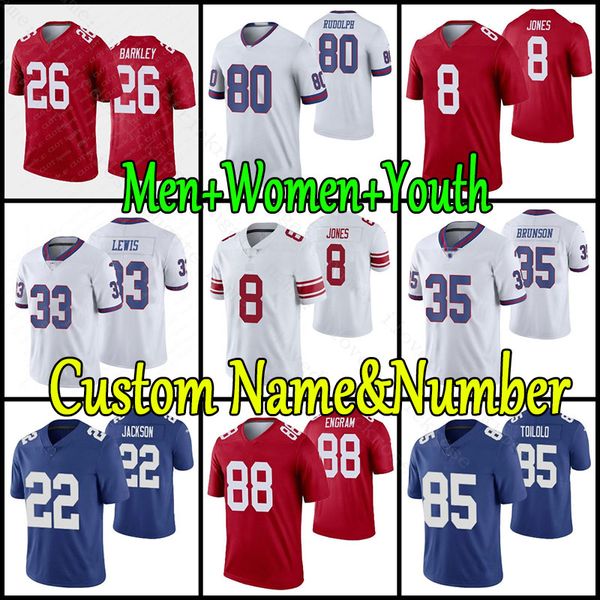 

26 saquon barkley jersey 19 kenny golladay custom football jerseys 3 sterling shepard lawrence taylor eli manning daniel jones toney bradber, Black;red