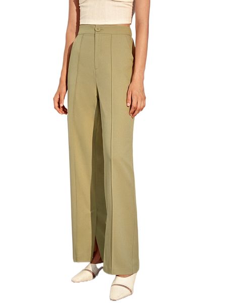 

split hem straight leg pants q78g#, White;black