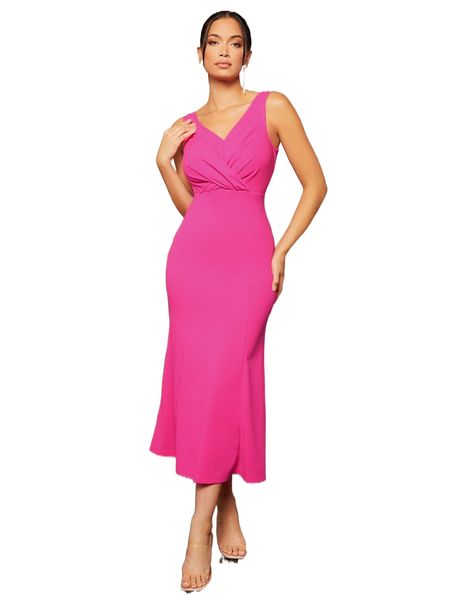 

double v neck ruched bridesmaid dress 48py#, White;black