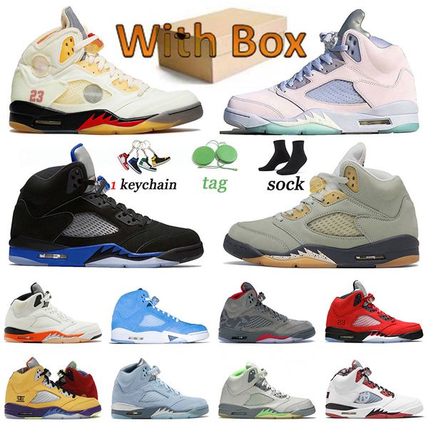 

aaa+ quality jumpman 5 sports basketball shoes 5s designer sneakers camo easter blue bird concord unc raging racer blue jade horizon oreo mu, Black