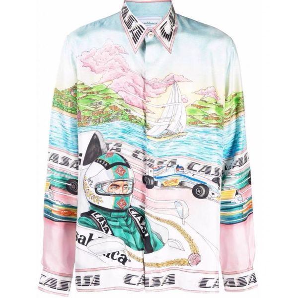 

men's casual shirt high luxury quality green racing driver sicilian sailing coast hawaii long-sleeved shirt for men and women, White;black