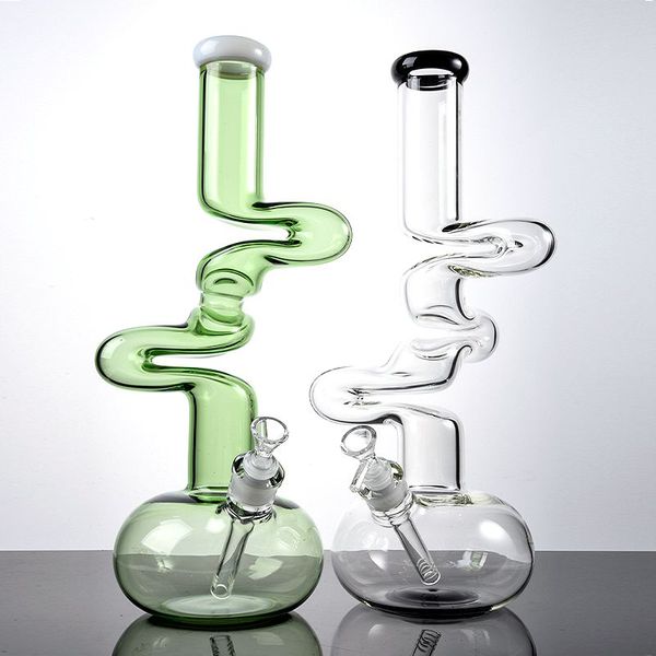 Einzigartige Glasbong 17 Zoll große Wasserpfeifen 18 mm weibliches Gelenk dicke Öl-Dab-Rigs mit Schüssel diffuses Downstem-Wasserpfeifen Becherglas-Bongs