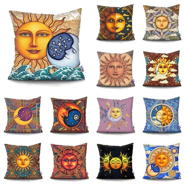 Cuscino/cuscino decorativo Sun Moon God Case Super Soft Breve peluche Fodera per cuscino Mitologia boema Divano per auto Decorazioni per la casa DecoratioCushi