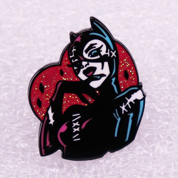 

sequins female superheroes pin badge on backpack funny brooch pins for clothes broche for women girls gift, Blue
