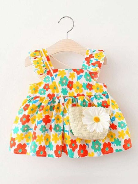 

baby floral ruffle trim she, Blue