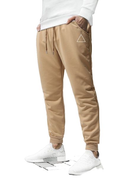 

men drawstring waist geo print sweatpants d7pr#, Black