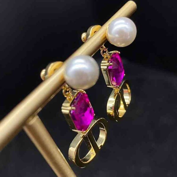

design jewel ornament charm earring pearl purple earrings trend temperament style female earrings, Golden