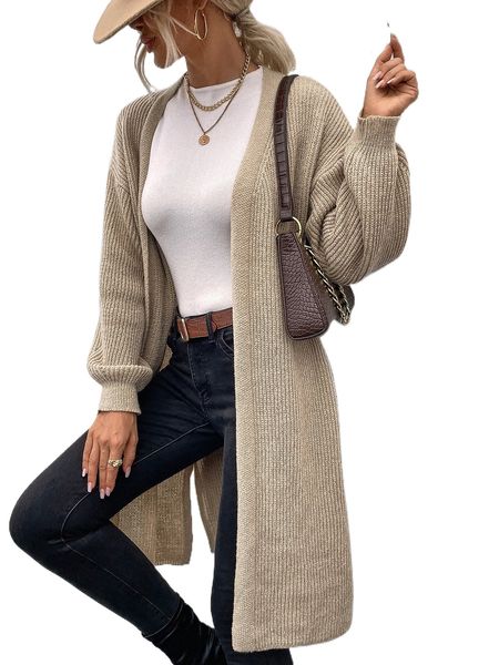 

drop shoulder slit hem duster cardigan u7o0#, White;black