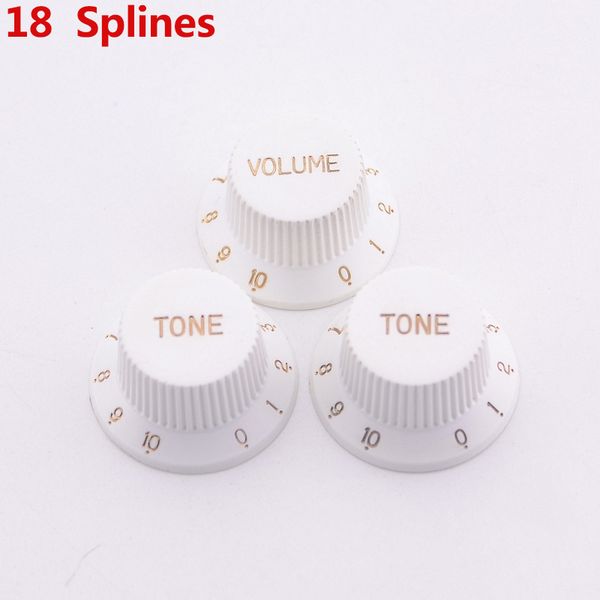 

1 set ( 3 pieces ) white electric guitar plastic control knobs ( 18 splines )